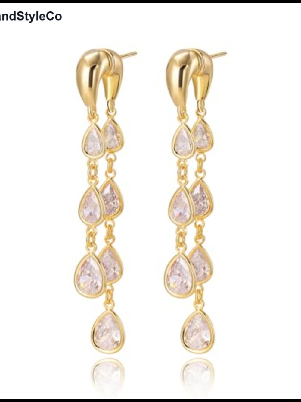 14K Gold Plated Leaf Dangle Earrings for Women, Hypoallergenic CZ Drop Dangly